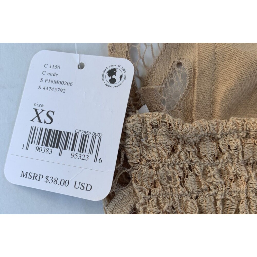 Free People Adella Bralette XS Fairycore Boho NWT Beige Tan - Picture 9 of 9